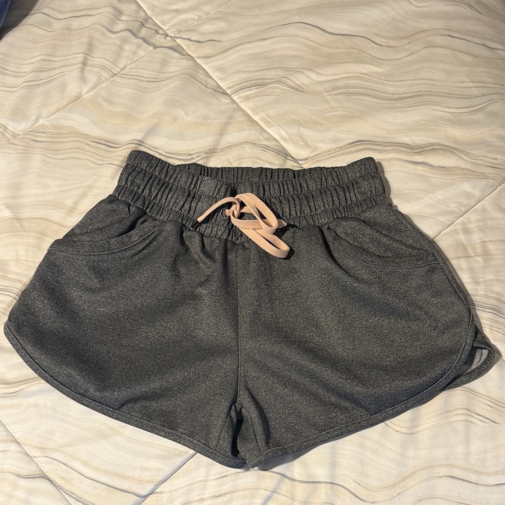 Charcoal Women's Athletic Shorts with Blush Drawstring